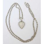 WITHDRAWN. A David Morris 18ct white gold necklace chain and heart-shaped pendant pave-set with