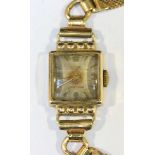 An Art Deco Ladies Olor 18ct gold cocktail wristwatch, the case hallmarked 18k, the mesh strap