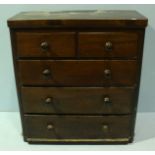 A 19th century mahogany chest of 2 short and 3 long drawers, 109cm high by 96cm wide, 2 legs missing