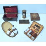 A quantity of various assorted collectables including an ornately inlaid trinket box, a tea caddy, a