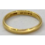 A 22ct gold wedding band, ring size S, approx weight 4.1g