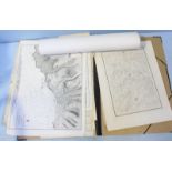 A portfolio of unframed 19th and early 20th century British maps