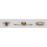 A 15ct gold Naval sweetheart brooch, the front adorned with a Crown within which are 12 seed pearls,