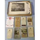 A quantity of folding Ordnance Survey maps together with a quantity of unframed book plates etc