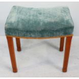 An oak stool in the Arts and Crafts style, made for coronation of Queen Elizabeth II, with turquoise