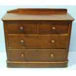 A Victorian mahogany chest of two short over two long graduated drawers. 103cm wide, (as found).