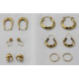 A selection of various 9ct gold earrings, total approx weight 9.0g