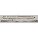 A 9ct gold curb link necklace, together with another 9ct gold necklace, total weight 13.9g