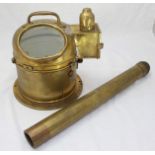 A 'W. OTTWAY & CO. 1943 PATT. 1132' brass telescope together with a 'Patt. 183' brass binnacle