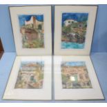 Delia Delderfield (20th century), Four various continental architectural studies, signed, titled and