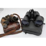 A pair of WW1 Bausch & Lomb binoculars for the US Army Signal Corps, 6E/360, with original brown