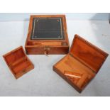 A 19th Century mahogany brass bound writing slope, the hinged top opening to reveal a fitted