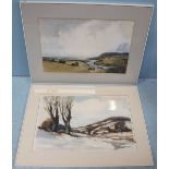 John Pillow, (20th C), 'Sussex Valley,' and 'Farmhouse in Valley,' landscapes, a pair, one signed,