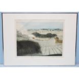 Michael Chaplin (20th C), 'Wood Burning,' landscape with wood fire, aquatint, limited edition 96/