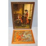 A group of eight prints and paintings, including two scenes showing fruit, three watercolours of