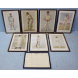 A set of six Vanity Fair "Spy" prints, all depicting Cricket players, plus another, together with