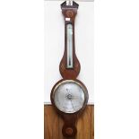 A 19th century mercury wheel barometer and thermometer by "Smyth", mahogany case with inlaid