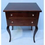 A 1920's stained mahogany side-table of rectangular form, with two long frieze drawers and raised on
