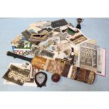 An assortment of various collectables, mostly Cricket related, including a bat, ball and trophy,