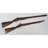 Two various 19th century percussion muskets, both mechanisms working but otherwise very much 'As