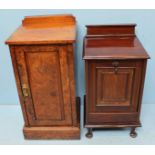 A Victorian walnut pot cupboard with single panelled door, together with a stained mahogany coal