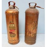 A pair of vintage copper 'Antifyre Model T' fire extinguishers. 59cm high.