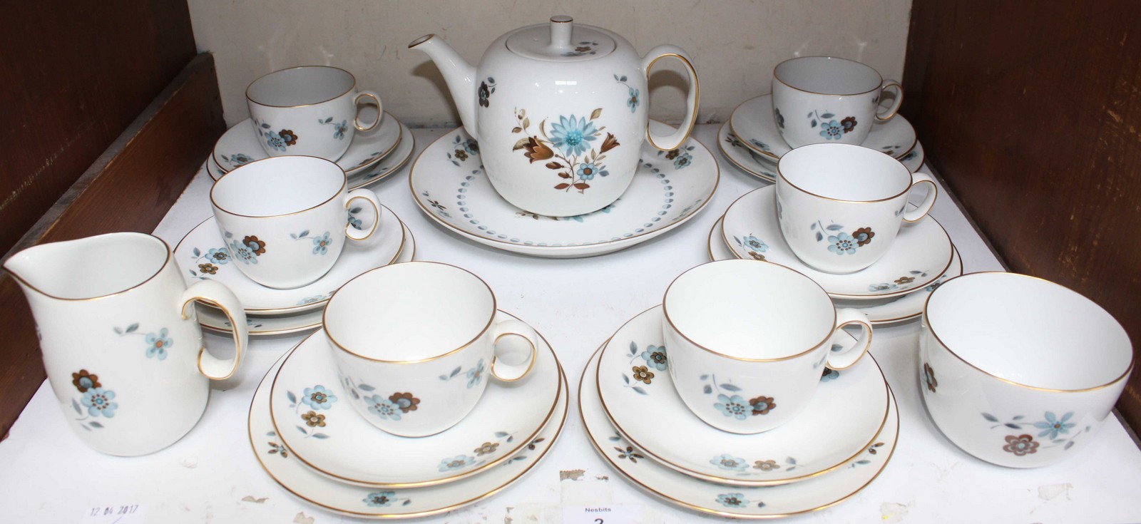 SECTION 4. A Royal Worcester Lucerne pattern tea set, comprising teapot, saucers, side plates,