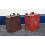 Two 1930's oil cannisters, one for Shell, the other for BP.