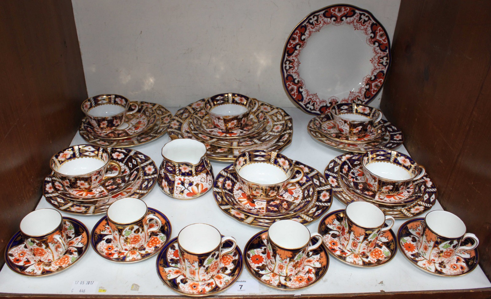 SECTION 7. A set of six Royal Crown Derby 'Japan' pattern 6041 coffee cans and saucers, together