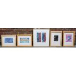 Skip Conway (20th C British), Five various colour prints, abstract studies of landscapes, etc, all