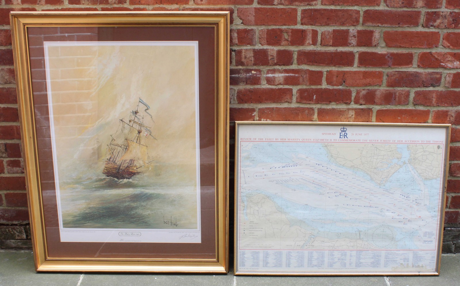 A print of the Fleet Review 1977, together with a signed marine print after Ben Maile titled, 'The