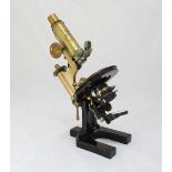 A late 19th century Carl Zeiss Jena IVa continental model brass microscope (no.27925) in original