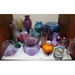 SECTION 30. A collection of assorted coloured glass vases and bowls, mostly by Caithness,