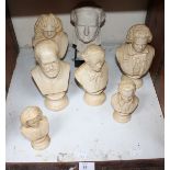 SECTION 28. A group of seven ceramic busts each depicting a different composer, including Mozart,