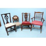 Two various 18th century mahogany standard chairs, each with pierced vase splats and drop-in