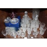 SECTION 35. A large selection of various glassware, including a large cut glass vase and bowl, three