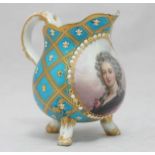 A Sèvres porcelain milk jug, with hand-painted portrait study of a lady in classical dress in a