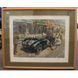 Terence Cunio OBE ' Jaguar Pit Stop, Le Mans 1953' signed limited edition print, counter signed