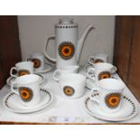 SECTION 22. A J&G Meakin ceramic coffee set, comprising coffee pot, 6 cups and saucers, milk jug and