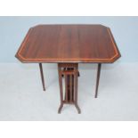 An Edwardian mahogany and satinwood crossbanded Sutherland table. 61cm.