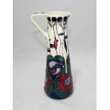 A Moorcroft pottery pouring jug of slender cylindrical form 'tribute to Charles Rennie Mackintosh'