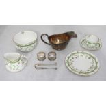 A Royal Crown Derby part tea set comprising of five pieces, together with a silver-plated cream boat