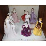 SECTION 23. Six various Coalport ceramic figures of ladies, two (AF) including 'Fair Isabel,' '