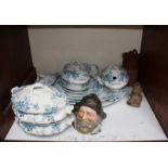 SECTION 3. An assortment of mixed ceramics including a blue and white pottery part dinner service, a