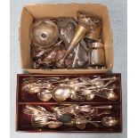 A quantity of assorted silver plated items, including a lidded tureen, tulip vase, mugs and a