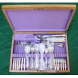 A canteen of mixed silver plated flatware by Walker and Hall.