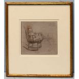 Charles West Cope RA (1811-1890), Mother with child in a rocking chair, signed, pencil and