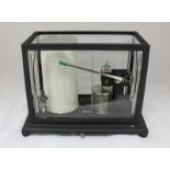 A 20th century aneroid barograph by 'Casella London' in coated black metal case with bevelled glass.