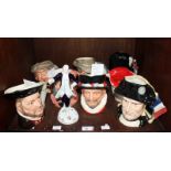 Section 38. Seven various Royal Doulton character jugs, including one modelled as Napoleon with