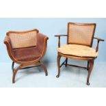 Two various early 20th century small caned armchairs, by J.R. Teale & Son. Ltd. of Upperhead Row,